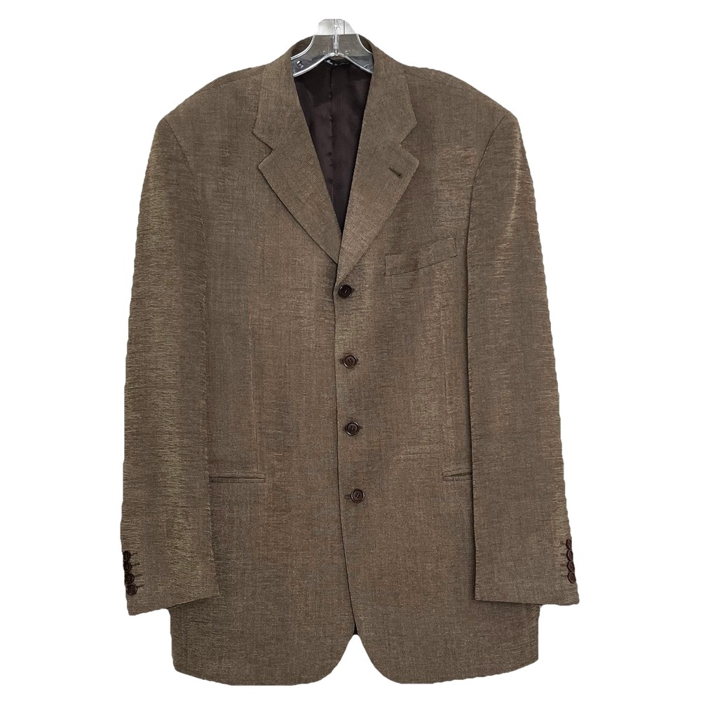 Vtg 90s Enzo Tovare Italian Suit Jacket 44R (EU 54) Brown 4-Button Lined Blazer
